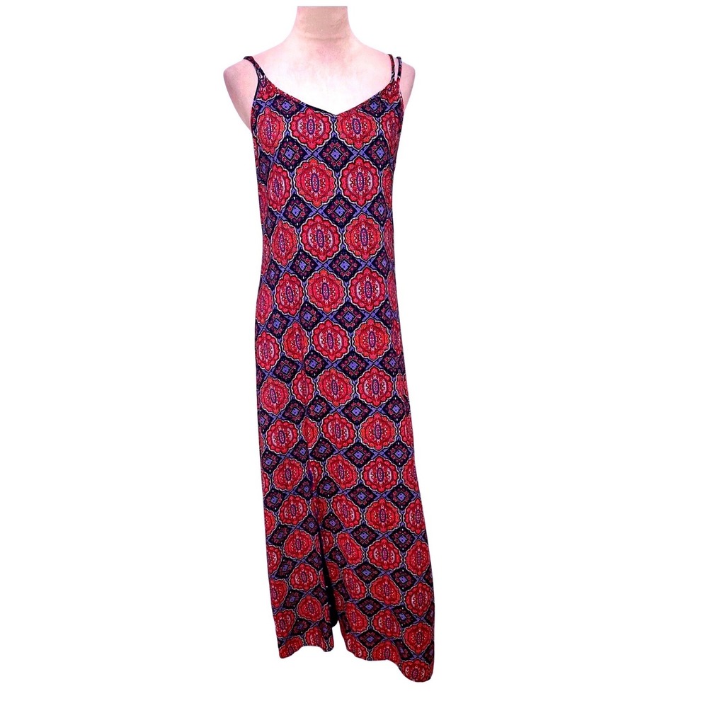 Socialite Women's Boho Medallion Open Back Strappy‎ Maxi Dress Size L